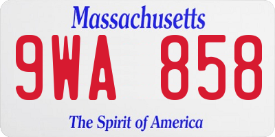 MA license plate 9WA858
