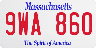 MA license plate 9WA860