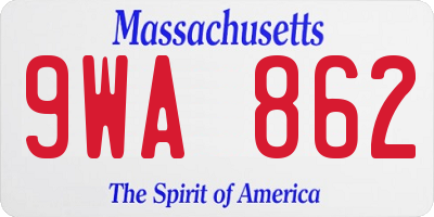 MA license plate 9WA862