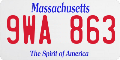 MA license plate 9WA863