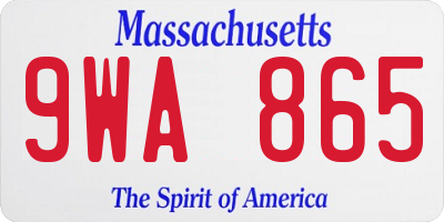 MA license plate 9WA865