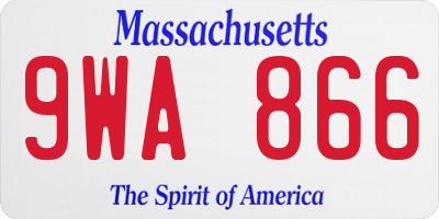 MA license plate 9WA866