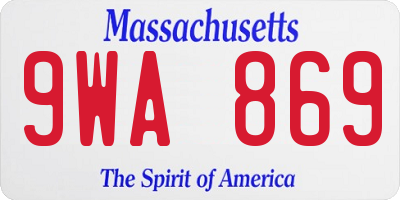 MA license plate 9WA869