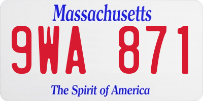 MA license plate 9WA871