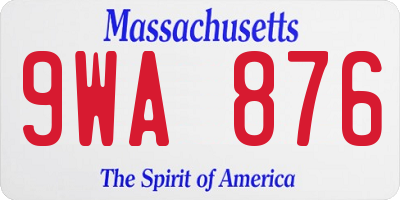 MA license plate 9WA876