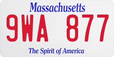 MA license plate 9WA877
