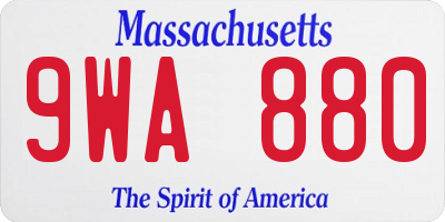 MA license plate 9WA880