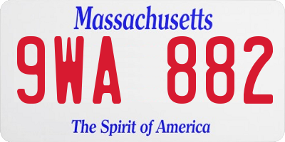 MA license plate 9WA882
