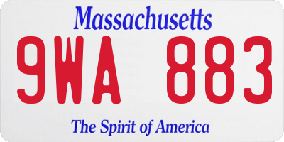 MA license plate 9WA883