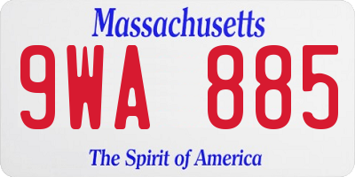 MA license plate 9WA885