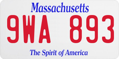 MA license plate 9WA893