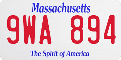 MA license plate 9WA894