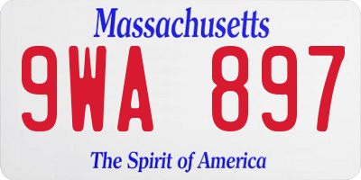 MA license plate 9WA897