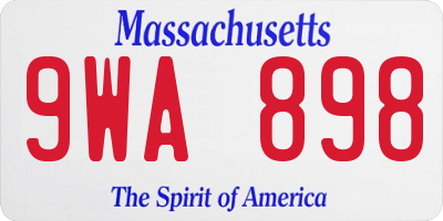 MA license plate 9WA898