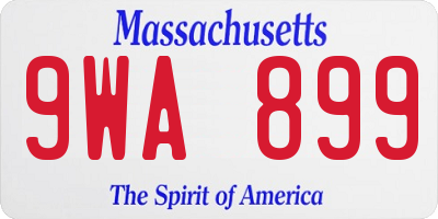 MA license plate 9WA899