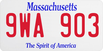 MA license plate 9WA903