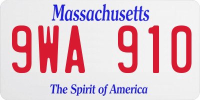 MA license plate 9WA910