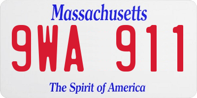 MA license plate 9WA911