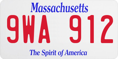 MA license plate 9WA912