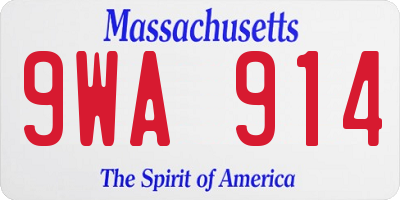 MA license plate 9WA914
