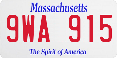 MA license plate 9WA915