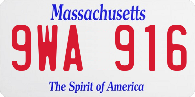 MA license plate 9WA916