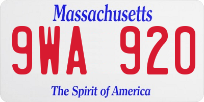 MA license plate 9WA920