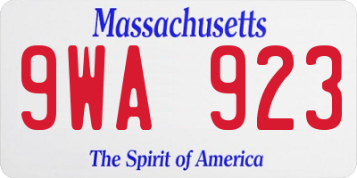 MA license plate 9WA923