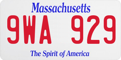 MA license plate 9WA929