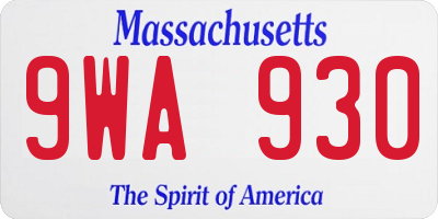 MA license plate 9WA930