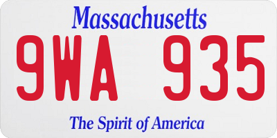 MA license plate 9WA935