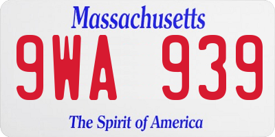 MA license plate 9WA939