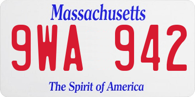 MA license plate 9WA942