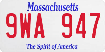 MA license plate 9WA947