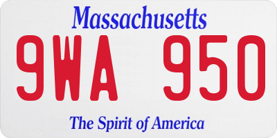 MA license plate 9WA950