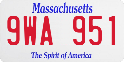 MA license plate 9WA951