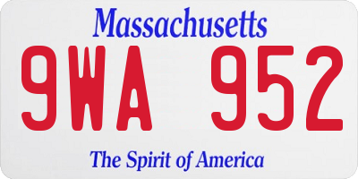 MA license plate 9WA952