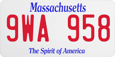 MA license plate 9WA958