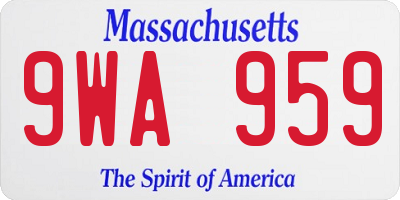 MA license plate 9WA959