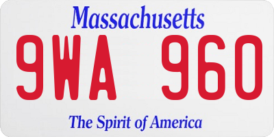 MA license plate 9WA960