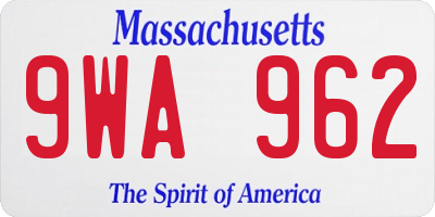 MA license plate 9WA962