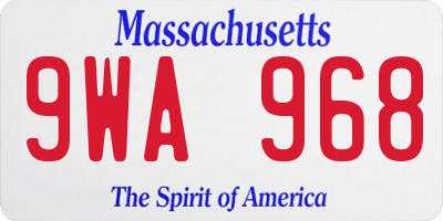MA license plate 9WA968
