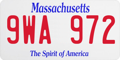 MA license plate 9WA972
