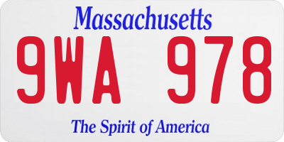 MA license plate 9WA978