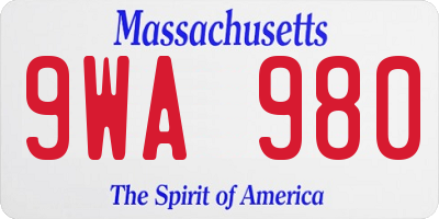 MA license plate 9WA980