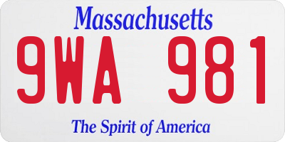 MA license plate 9WA981