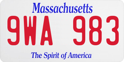 MA license plate 9WA983