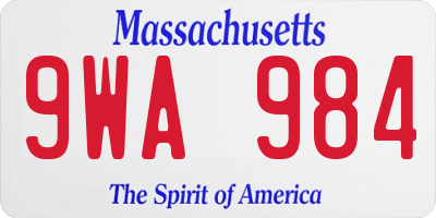 MA license plate 9WA984