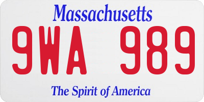 MA license plate 9WA989