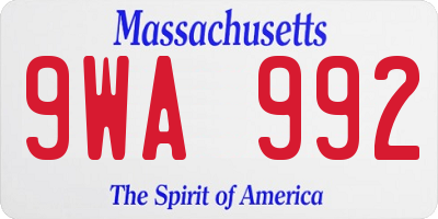 MA license plate 9WA992